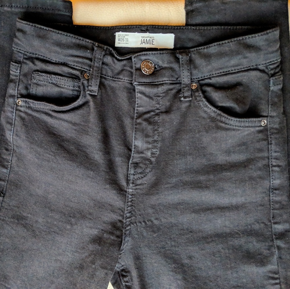 TOPSHOP Black "Jamie" Moto Skinny Jeans